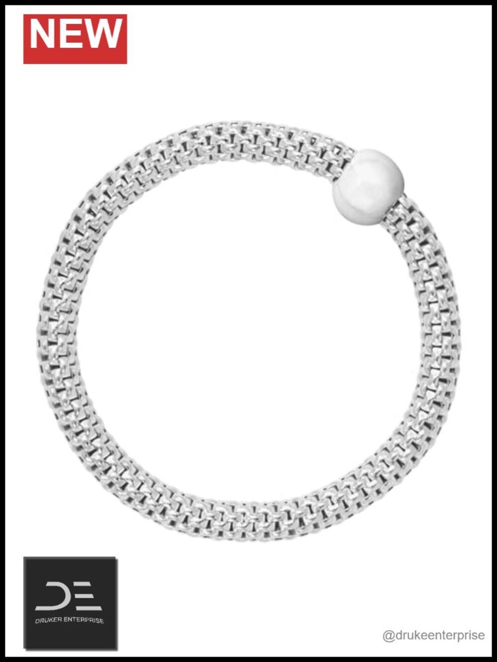 Sterling Silver Stretch Bracelet 6.75" Chic Italian Mesh Design